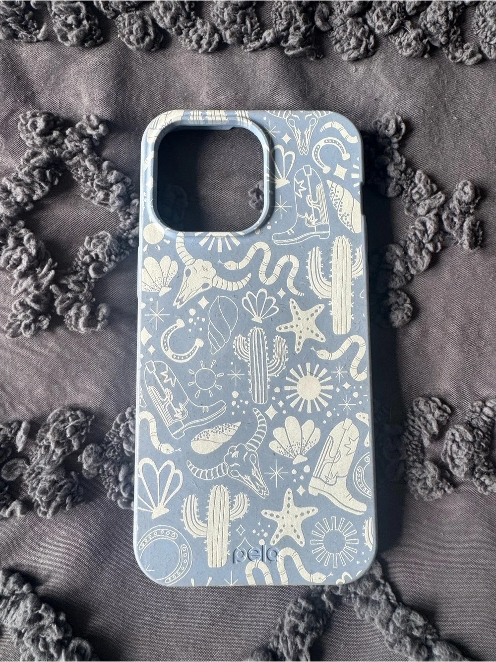 Eco-Friendly Light Blue Phone Case with White Desert Pattern